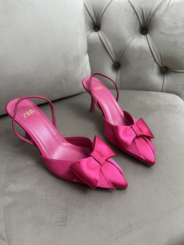 Escarpin papillon satin rose fushia