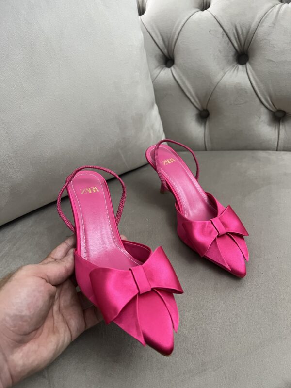 Escarpin papillon satin rose fushia